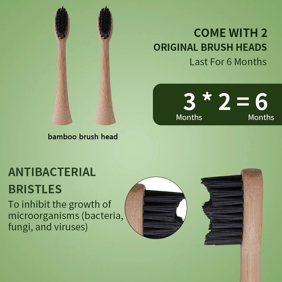 Sonic Electric Toothbrush Eco-friendly Bamboo Smart 5 Mode USB Fast Charge IPX7 Waterproof Soft Home Teeth Whitening Gift Set