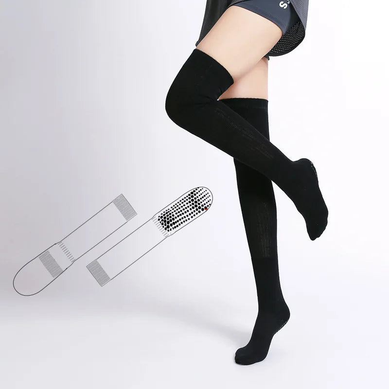 Women Non-slip Yoga Socks Long Tube Breathable Pilates Sports Sock Ladies Cotton Fitness Dance Ballet Indoor Floor Socks