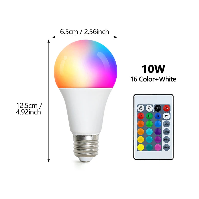 RGBW 4-Color 220V Infrared LED Bulb with Remote Control - RGB + Cool White Lighting, Adjustable Modes, Easy Operation for Home/P