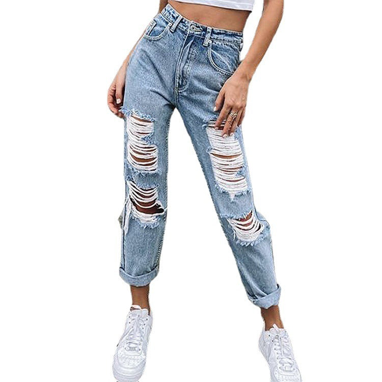 Women's Jeans Ripped Holes Show Thinness Jeans Women's Trousers Trousers