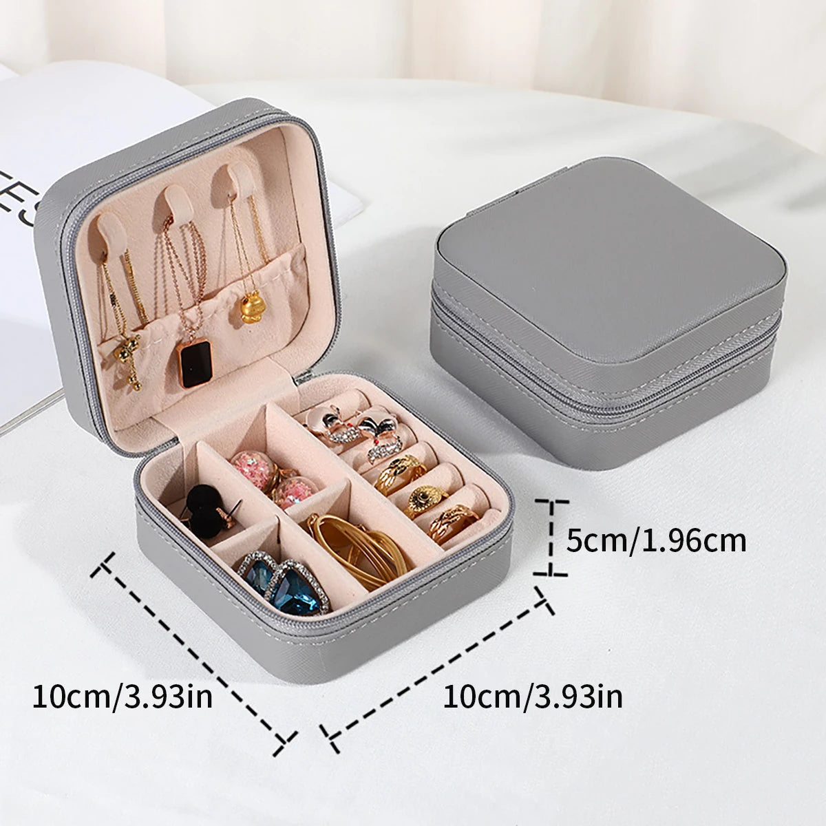 Portable Mini Jewelry Storage Box Travel Organizer Jewelry Case Leather Storage Earrings Necklace Ring Jewelry Organizer Display