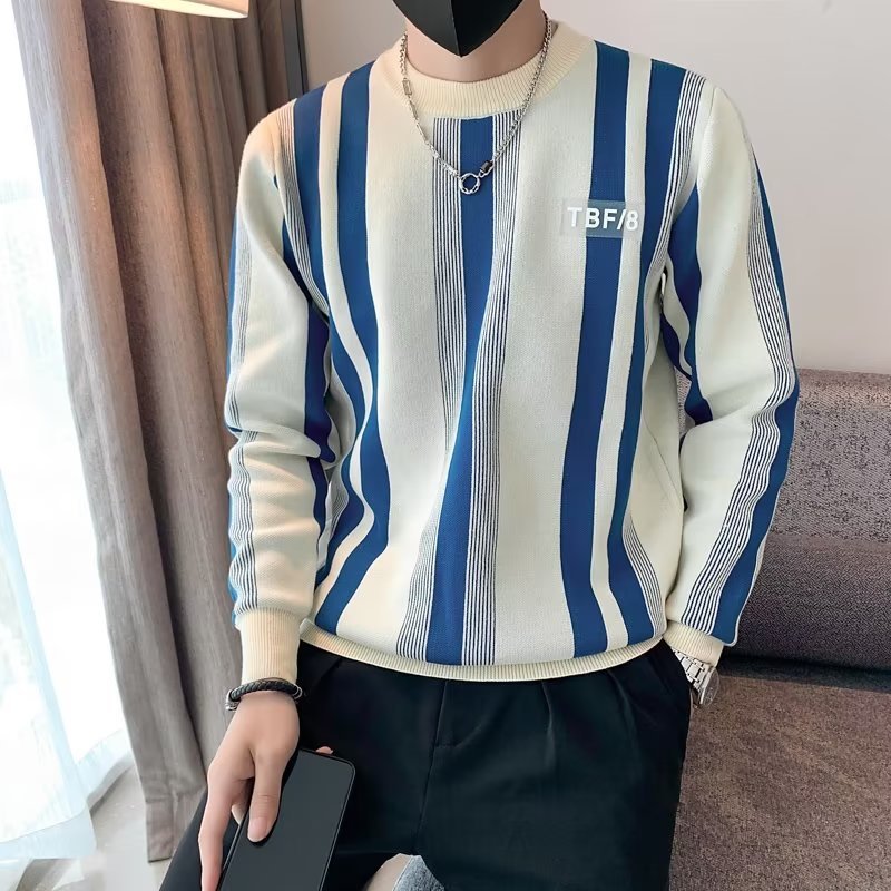 Contrast Color Sweater Striped Innerwear Knitwear Long-sleeved Top