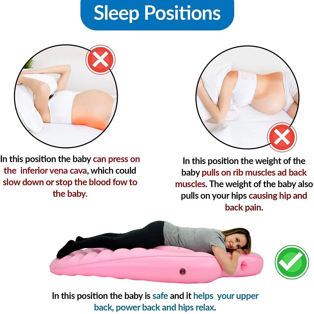 Flocked PVC O-type Inflatable Pregnancy Pillow Yoga Mat Mattress Pregnancy Maternity Bed Pillow Sleeping Mat with air pump