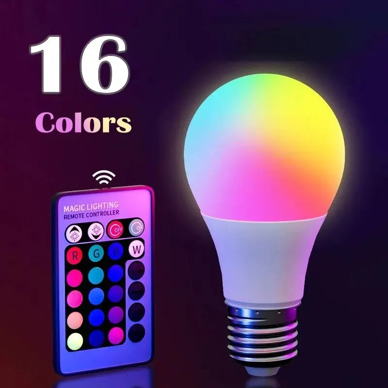 RGBW 4-Color 220V Infrared LED Bulb with Remote Control - RGB + Cool White Lighting, Adjustable Modes, Easy Operation for Home/P