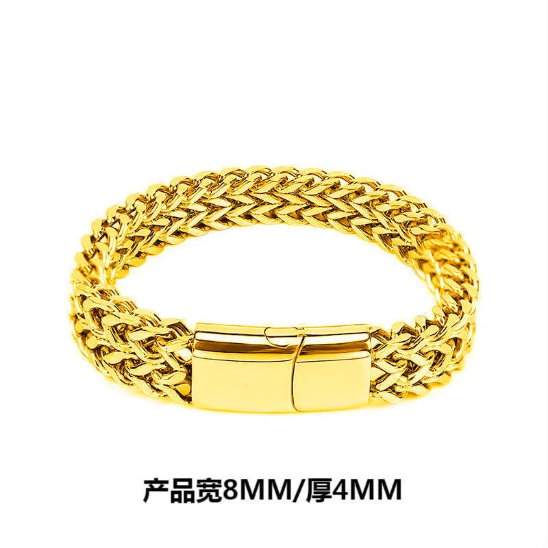 Explosive Hip Hop Stainless Steel Front and Back Men's Simple Bully Punk Bracelet