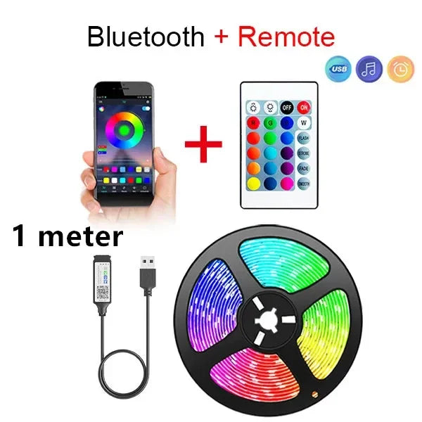 RGB LED Strip Lights Smart Bluetooth 24Key Remote Flexible Diode Lamp Tape SMD 5050 30LEDs/M For Room Home Decor TV Backlight