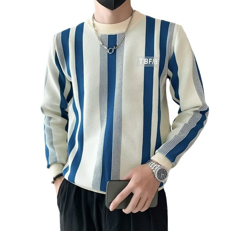 Contrast Color Sweater Striped Innerwear Knitwear Long-sleeved Top