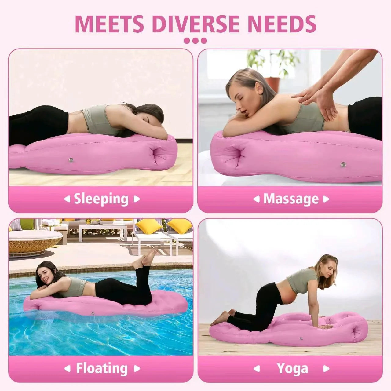 Flocked PVC O-type Inflatable Pregnancy Pillow Yoga Mat Mattress Pregnancy Maternity Bed Pillow Sleeping Mat with air pump