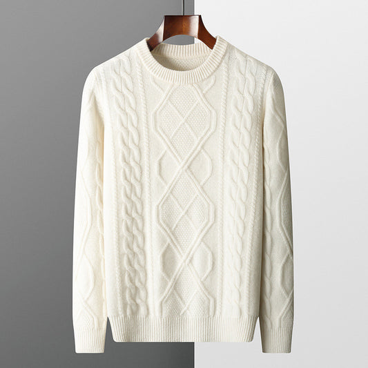 Men's Pullover Twist Round Neck Base Knitwear Loose-fitting Oversized Sweater