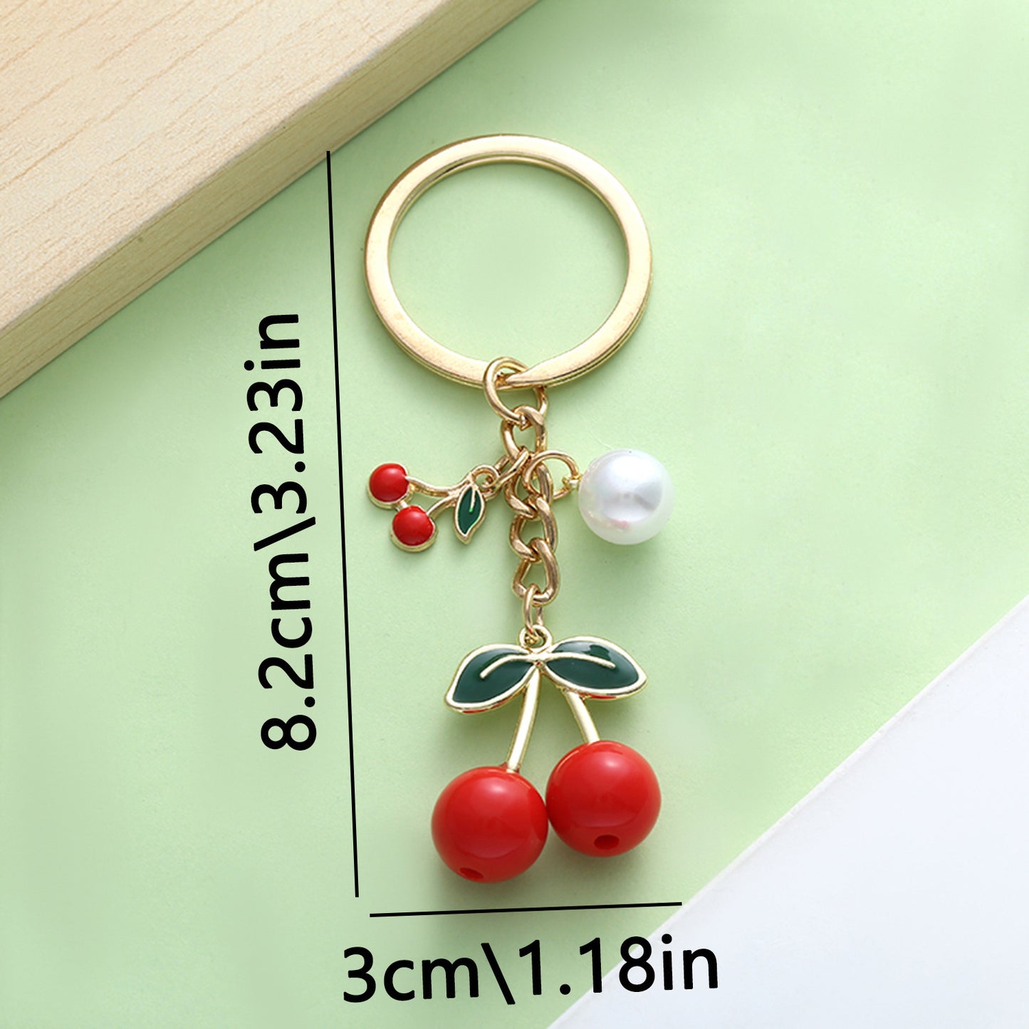White K Key Chain Pearl Transparent Resin Black Cherry Keychain