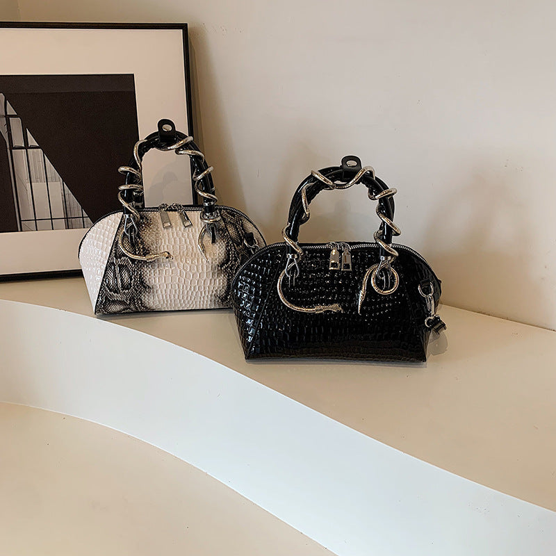 European And American Fashion Stone Pattern Personality Retro Easy Matching Portable Crossbody Shell Bag